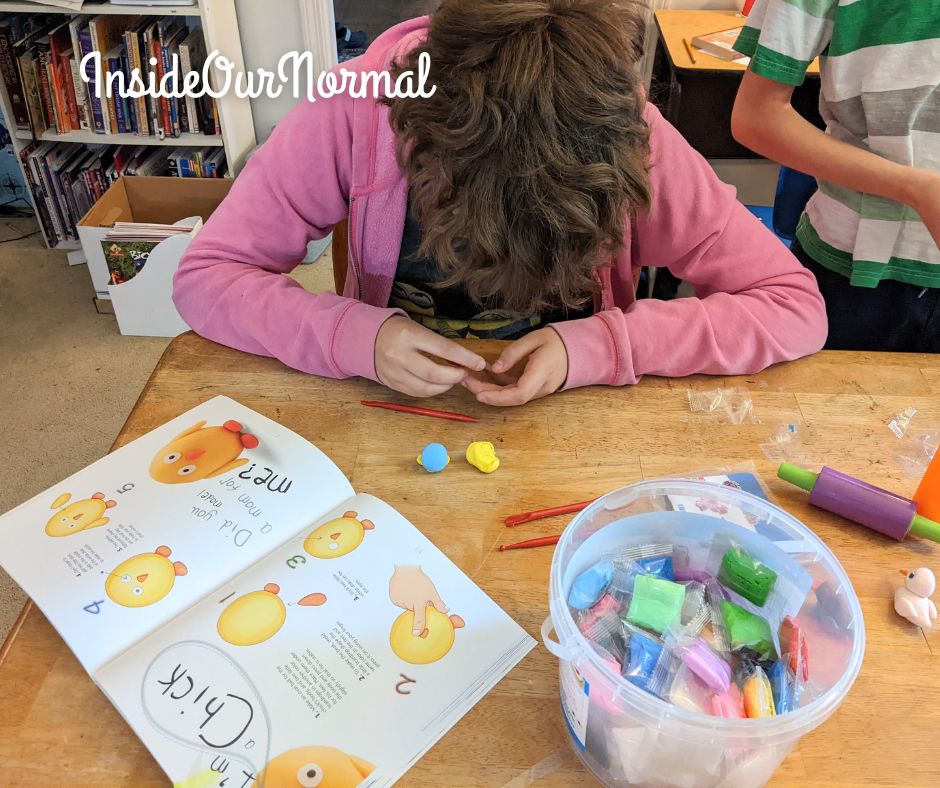 Homeschool art kit in use