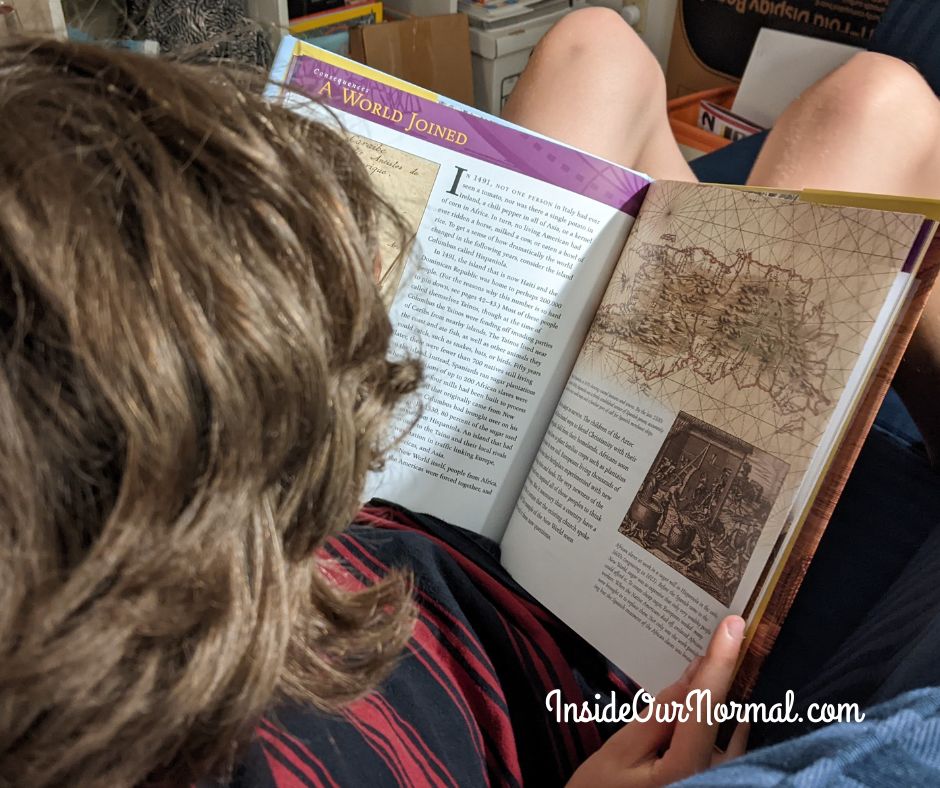 Beautiful Feet Books Reviews says reading books with pictures and infographics is great for middle schoolers